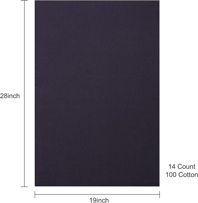 Aida Cloth 14 Count Cross Stitch Fabric,19×28inch (14CT,Dark Navy)