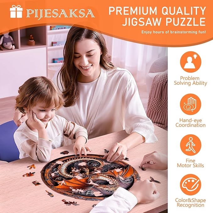 Wooden Puzzles for Adults, Mechanical Dragon Wooden Jigsaw Puzzles for Adults, Wood Puzzles Adult, Unique Animal Shape, Gifts for Friends and Family, Wall Art Canvas Puzzle (M -11.4*11.3in -200 pcs)