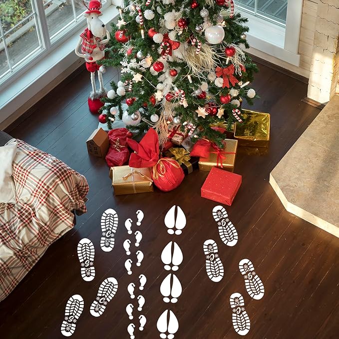 Christmas Stencils for Crafts Reusable 12” Santa Footprint Stencil Holiday Stencils for Floor Porch Wood Sign Decor