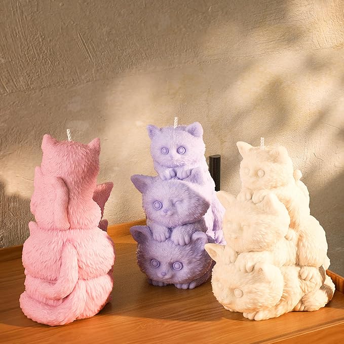 Cat Cylinder Mold Cat Candle - Resin Casting Silicone Molds for Home Decor & Candle Making Wave Spiral Mold