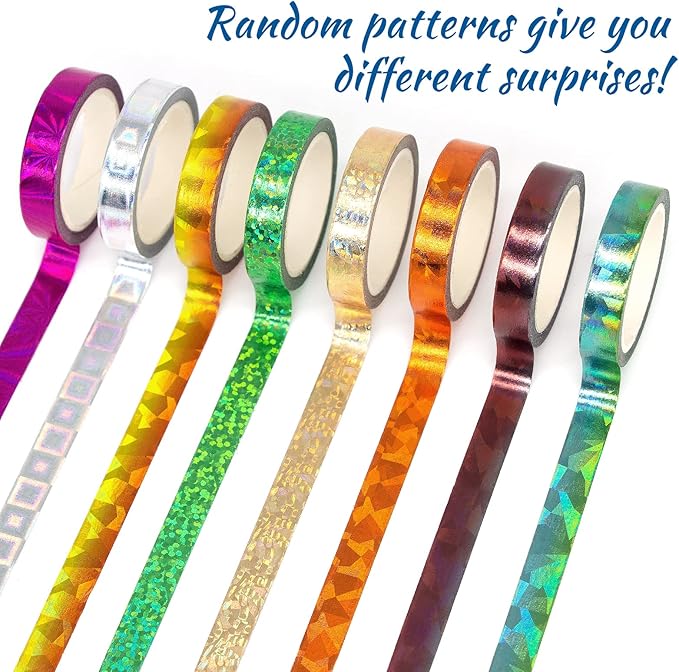 30 Rolls Washi Tape,Multi-Colored & Gold Metallic Washi Masking Tape - 8mm x 4m Rainbow Paper Tape for DIY Crafts (Mix)