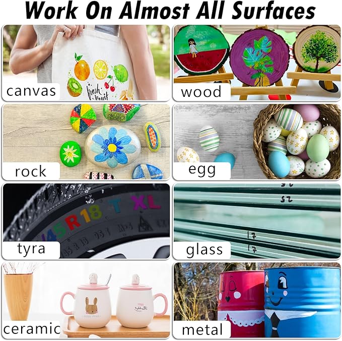 Purple Paint Pens Paint Markers - 8 Pack Permanent Quick Dry Waterproof Marker Pens for Rocks Wood Fabric Plastic Canvas Glass Mugs Metal Tire Stone