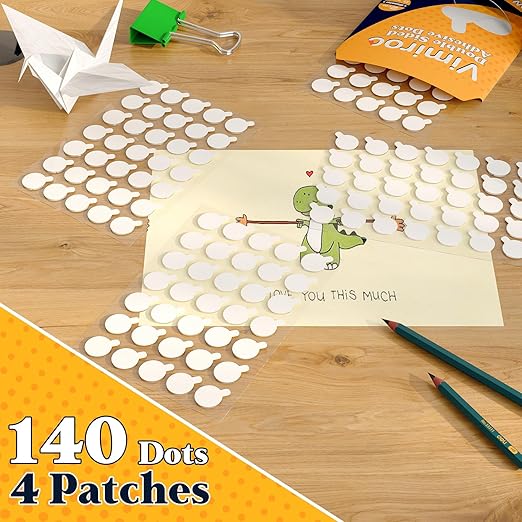 Sticky Dot Double Sided – 140pcs Easy to Peel Sticky Adhesive Dots,Clear Removable Glue Poster Dots Double Sided for Crafts, Posters, Balloons, and DIY Projects