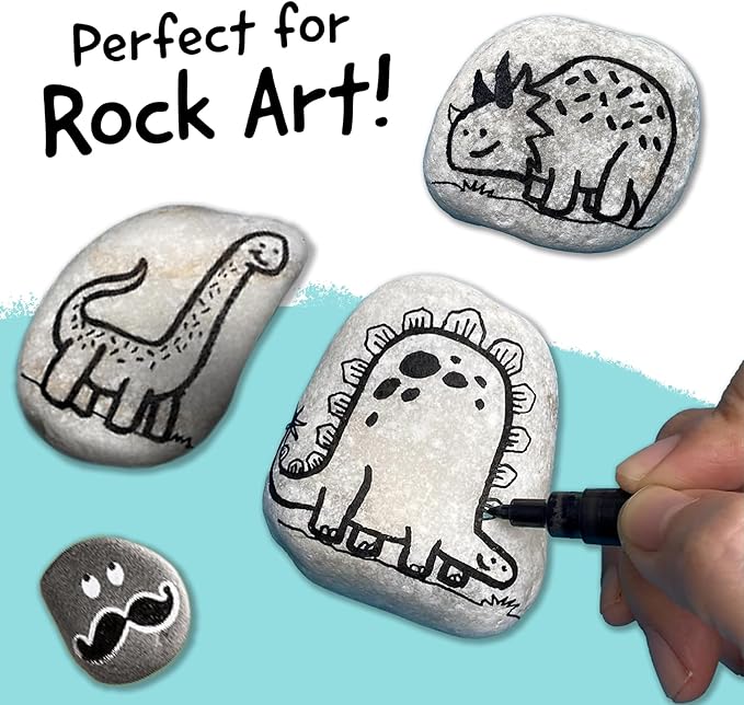 4 Dual Tip Black Paint Pens - Fine Point & Medium - Black Paint Marker for Fabric, Wood, Rock Painting, Canvas, Plastic, Glass, Tire and Shoes - Acrylic Pens for Kids & Adults