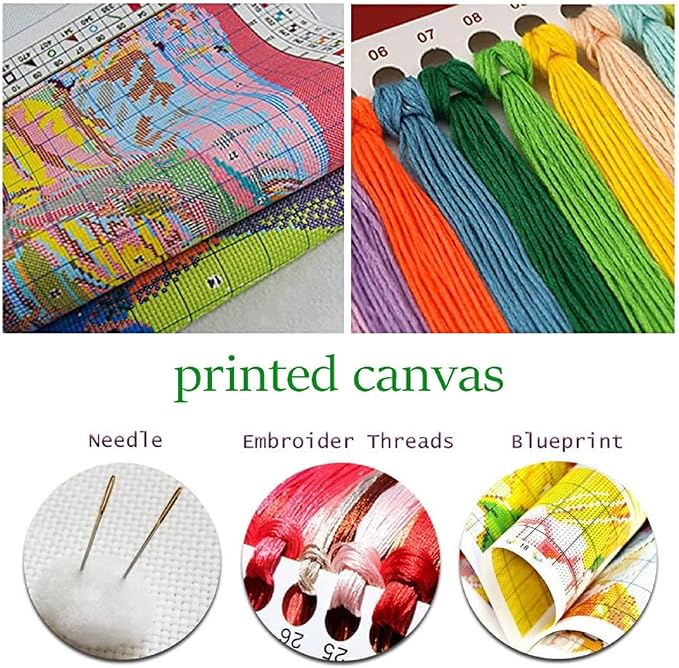 Dimxvean Stamped Cross Stitch Kits,Cross Stitch Kits for Adults Beginners,Embroidery Kits Full Range of Cross Stitch Stamped Kits Needlepoint Kits Cross Stitch Patterns-Night Light Tree 16x20 inch