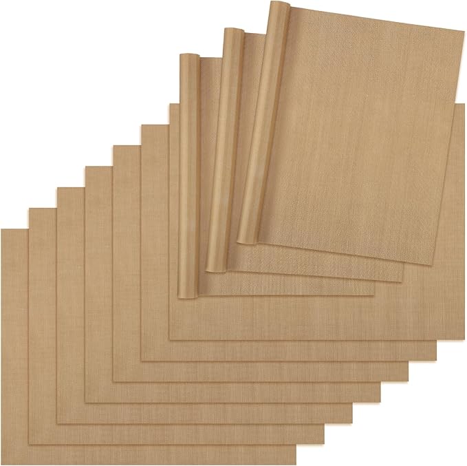 Svaldo Teflon Sheets for Heat Press, 10 Pack, 16x20 Heat Press Paper for T Shirts, Hat, Reusable Non Stick PTFE Teflon Sheet, Iron Transfer Paper for Sublimation Machine, Craft & Baking