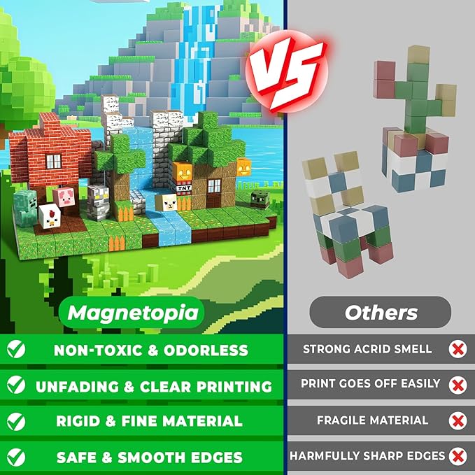 300 PCS Magnetic Blocks - Magnetic Building Blocks Cubes, Magnet Toys for Kids Age 3+, Toy Building Set for Kids, Magnets Stacking Construction Birthday Gifts for Boys Girls Age 4-8, 8-12
