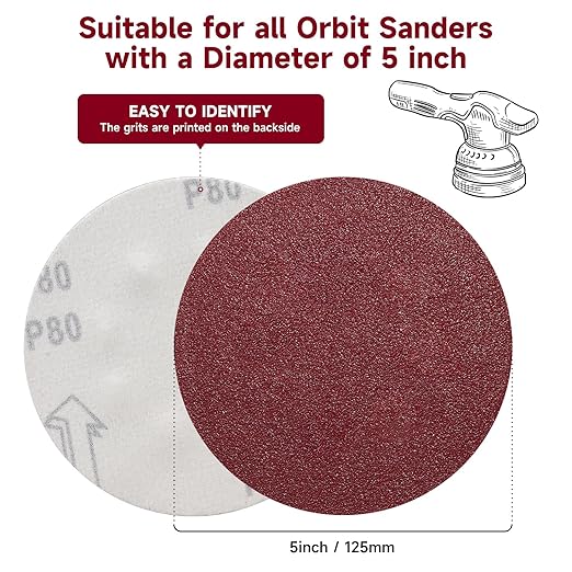 5 Inch 100 PCS Sanding Disc 240 Grit,Hook and Loop Sanding Discs for Random Orbital Sander