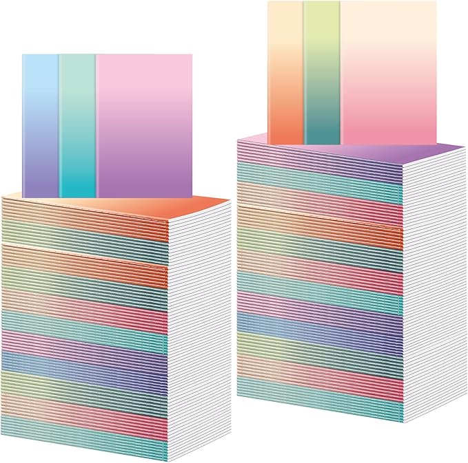 Handepo 100 Pack Composition Notebooks A5/A6 Ruled Lined Composition Kraft Notebooks Bulk Soft Cover Journals Travel Diary Memo for Students Classroom Office Supplies(A5,Gradient Color)