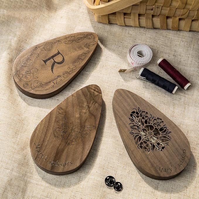 Vintage European Scissor With Customize Case Stainless Steel Personalized Engraved Name Scissor Wood Box for Cross Stitch Cutting Embroidery Sewing Handcraft Craft Art Work DIY Tool Needlework