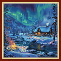 Joyhoor Cross Stitch Kits for Beginners Stamped Cross-Stitch Supplies Needlework preprint Embroidery Kits for Adults DIY Needlepoint Kits Embroidery Patterns 11CT-Winter Snow Scenery 18x18 inchs