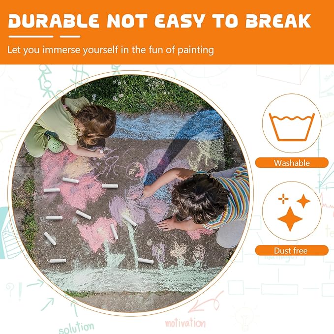 25 Pcs Sidewalk Chalks for Kids Non Toxic Jumbo Chalk for Party Gift Outdoor Art Classroom Play Painting (White)