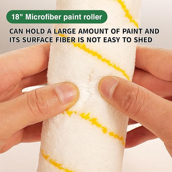 VOOMEY 7 Pcs 18 Inch Paint Tray Liners,6 Pcs 18 Inch Roller Covers, Large Paint Roller Sleeves for Wall, Ceiling, Painters, Painting Surfaces.