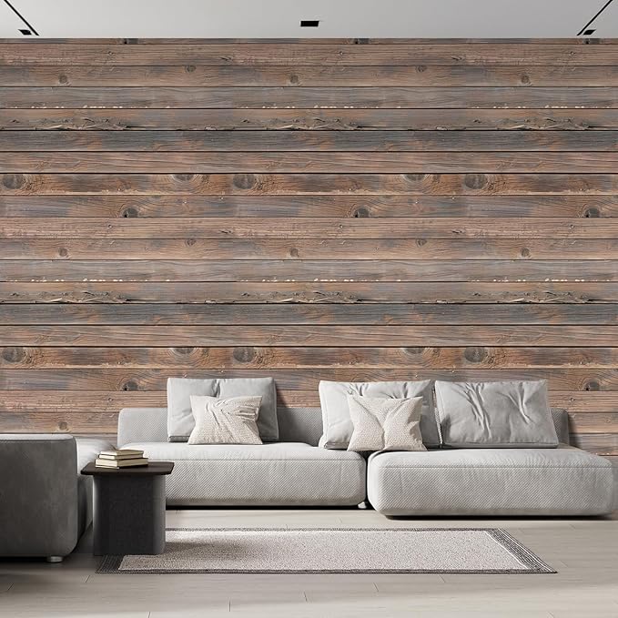 wall26 Wall Sticker/Wall Mural Horizontal Brown Vintage and Retro Wood Textured, Not Peel and Stick, Non-Woven Wallpaper Decorative for Bedroom, Living Room, Office - 120x144 inches