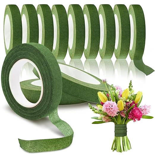 Max Shape 12 Rolls 1/2 Inch 30 Yard Floral Tapes for Bouquet Stem Wrapping, Green Floral Tape for Floral Arranging Craft Projects Corsages, Wedding Bouquet