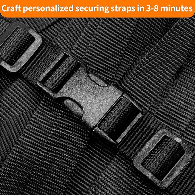 3/4" Buckles and Straps Set: 6 Yards of Thick Nylon Webbing, 6-Pack Quick Side Release Adjustable Plastic Buckles, 12 Tri-Glide Slide Clips(3/4 Inch Combo Set)