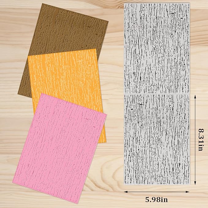 3D Textured Embossing Folders for Card Making, Wooden Lace Plastic Embossing Folders Grain Embossing Folder Craft Card Template for DIY Scrapbooking
