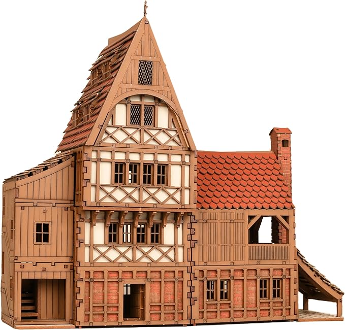 Guild Hall - DIY Wooden House Building Kit for Architecture & Engineering Assembly Set for Teens and Adult, Tabletop Games, Makes a Great Gift for who Like Creative Play - Realistic