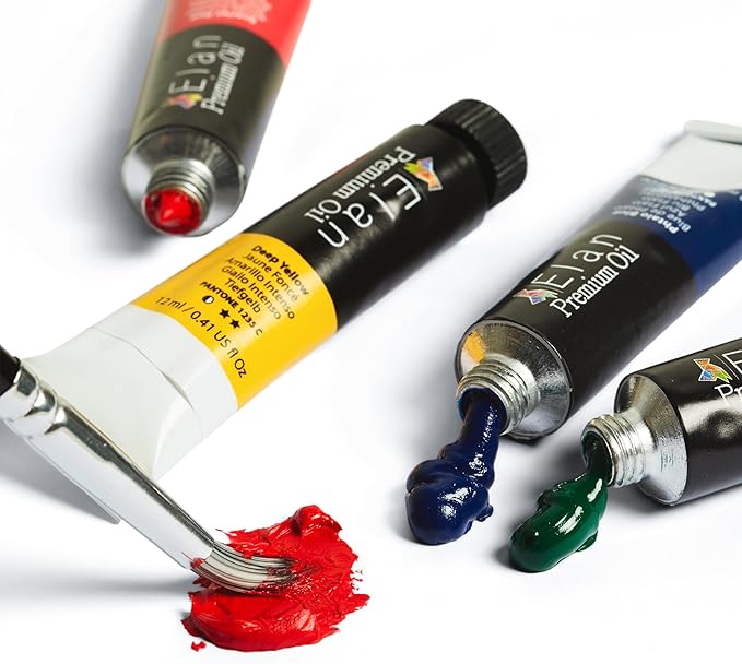 Elan Professional Oil Paint Set, 24 Vibrant Colors Mini Tubes 0.4fl oz, Non-toxic Oil Paints for Canvas Painting, Art Paints for Adults & Artists