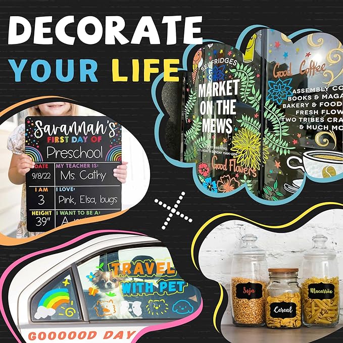 Window Chalk Markers for Glass Washable, 20 Colors Jumbo Liquid Chalk Marker with 15mm 3 in 1 Nib Thick Wide Tips, Big Chalkboard Markers, Car Paint Pen for Auto, Bistro, Mirror, Poster, Blackboards
