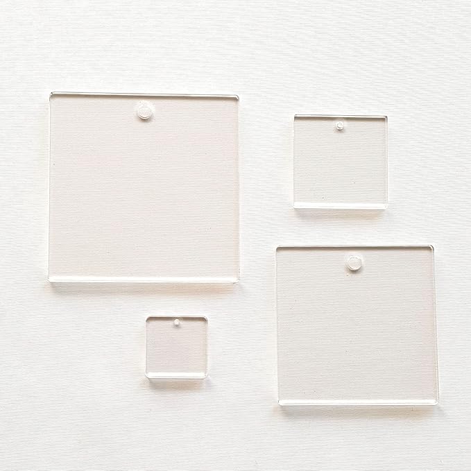 25 Acrylic Square Clear with Hole (Select Size) (4.0")