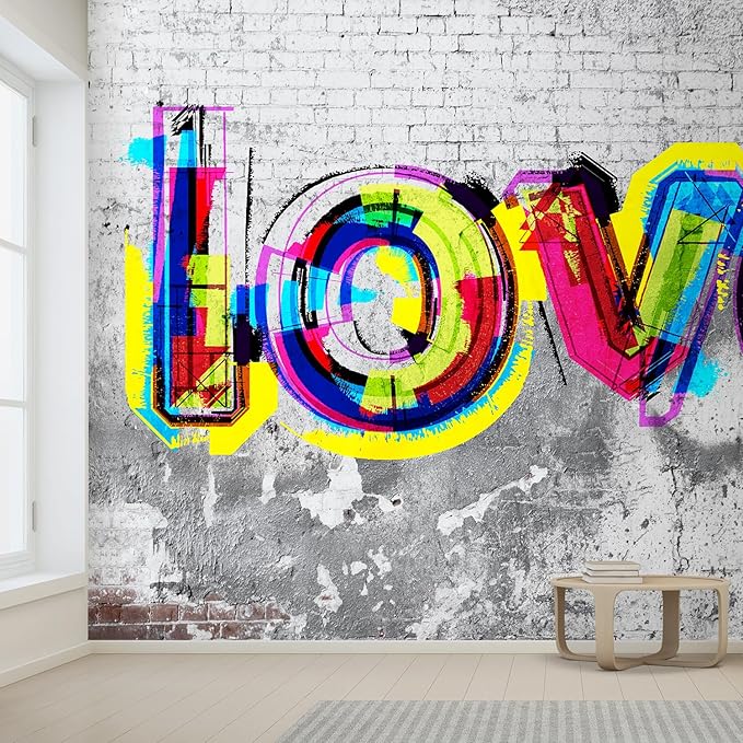 wall26 Wall Sticker/Wall Mural Colorful Graffiti, Not Peel and Stick, Non-Woven Wallpaper Decorative for Bedroom, Living Room,Office - 132x120 inches