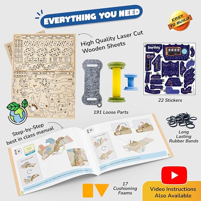 Smartivity DIY Robotic Mechanical Hand STEM Toy for Kids 8-9-10-11-12-13-14 Years Old | Parents Choice Award Winner I Birthday Gift for Smart Kids | Engineering Kit for 8-14 Years Old Boys & Girls
