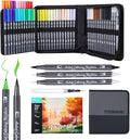 Watercolor Pens Set, 48-Color Dual Tip Paint Markers, Water-Based Coloring Markers with 1 Aquapen, 2 Colorless Blenders, 1 Black Marker, and 12-Page Pad, Paint Supply for Artists & Beginners