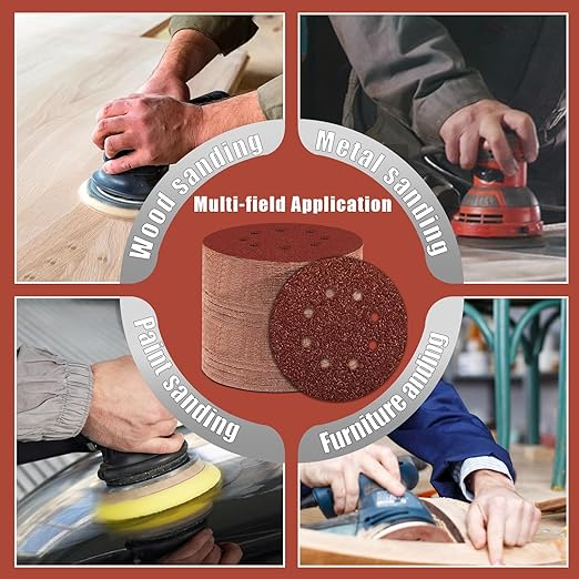1000 Grit 5 Inch Sanding Discs Hook and Loop Sandpaper, 100 PCS 8 Hole Adhesive Extra Fine Sand Paper for Random Orbital Sander
