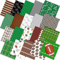 Ganeen 60 Pcs 10 x 10 Inch Football Quilting Fabric Squares Vintage Football Fat Patchwork Precut Strips Retro Green and Brown Fabric Bundles for Holiday DIY Craft Sewing Quilt Material Handmade