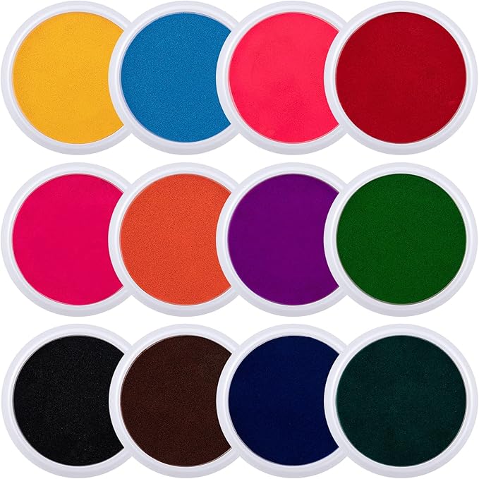 7" Large Ink Pads for Kids - Handprint Footprint Size Rainbow Stamps Pad, Safe & Washable Ink Pad for Fingerprint Painting Card Making Stamp Crafting Paper Wood Fabric Scrapbook Kids Birthday Gifts