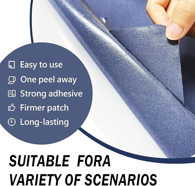 Canvas Repair Patch, 17X158 Inch Strong Sticky Fabric Repair Tape, Self-Adhesive Fabric Patch for Sofas, Tote Bags, Clothing, Car Seats, Furniture (Dark Blue, 17X158 Inch)
