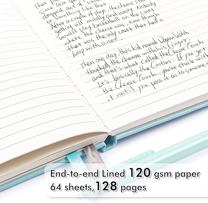 feela 24 Pack Journal Notebook Bulk for Work, Business Notebook Hardcover Lined Writing Journal with Pen Holder for Students Women Note Taking, with 24 Black Pens, 120 GSM, 5.1”x8.3”, A5, Sky Blue
