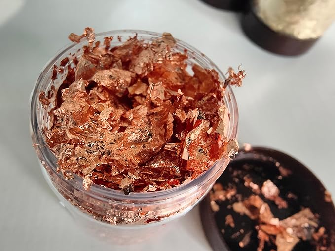Gilding Flakes,Gold Foil Flakes for Resin,Blue Red Purple Pink Metallic Foil Flakes for Resin Jewelry Making,Nails,Painting Art,Crafts and Slime (Copper)