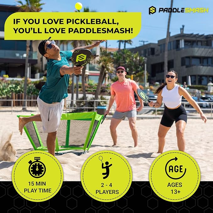 PaddleSmash - Pickleball Yard Game As Seen on Shark Tank - Beach, Backyard, Tailgate & Lawn, Outdoor Activities for Adults and Family - Easy Assembly