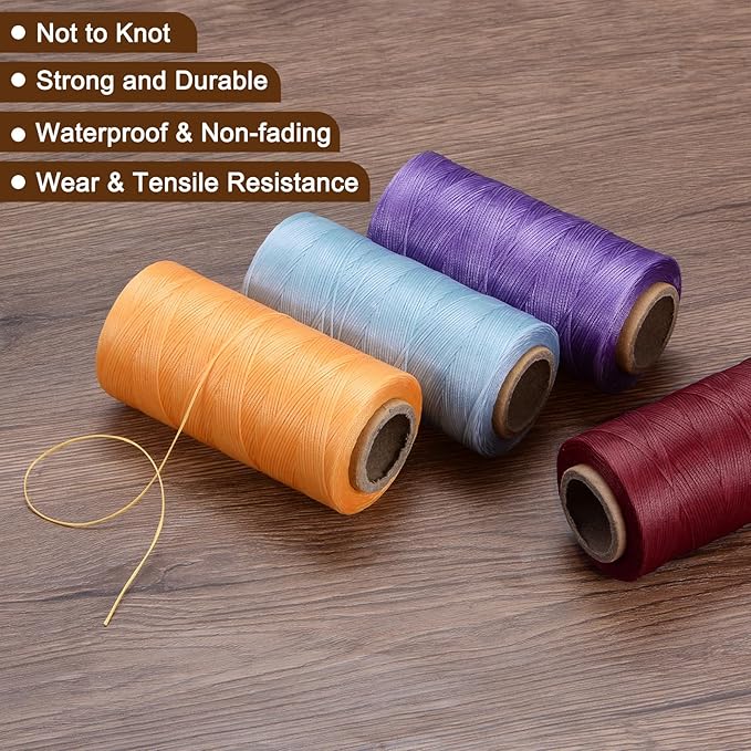 Uxcell 150D 0.8mm Flat Waxed Thread, 284 Yards, Polyester, Light Brown, 1 Roll
