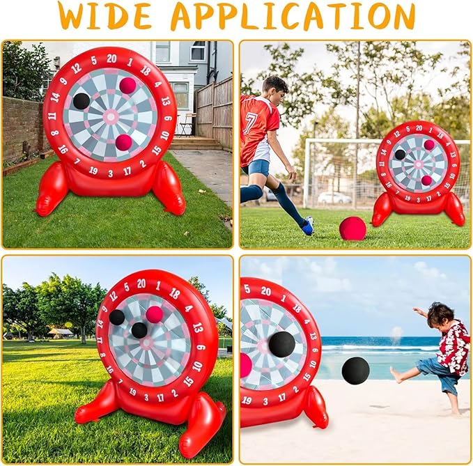 6Ft Tall Giant Kick Darts Games Inflatable Giant Kick Darts Games,Jumbo Outdoor Soccer Green Target Dartboard with Soccer Balls and Air Pump for Sports