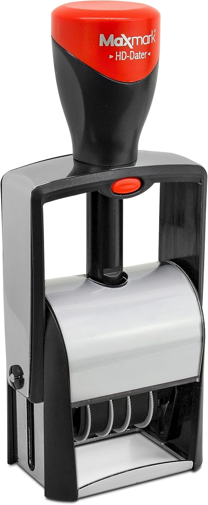 MaxMark Heavy Duty Self Inking Date Stamp with Phrase Entered - 2 Color Blue/Red Ink