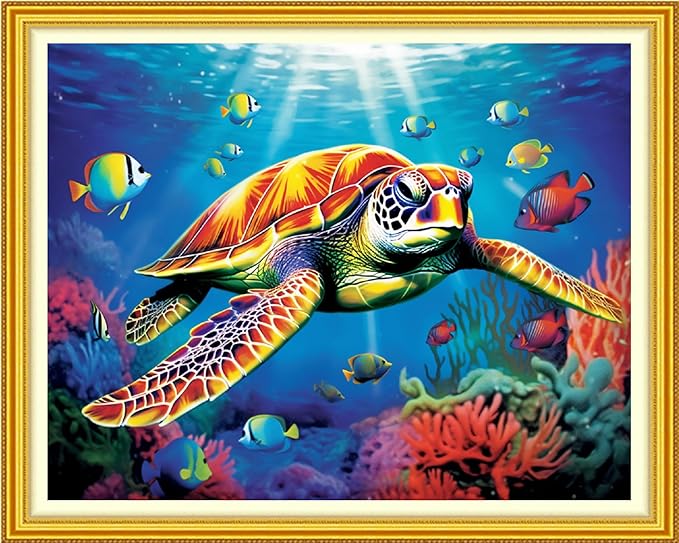 Artvxeay Stamped Cross Stitch Kits Beginners Full Range of Embroidery Starter Kits for Adults Printed Cross Stitching DIY Needlepoint Kit 11CT - (Sea Turtle 16x20 inch)