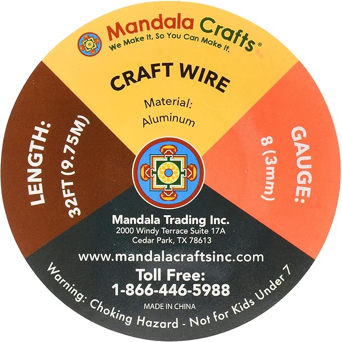 Mandala Crafts 8 Gauge Anodized Aluminum Craft Wire for Jewelry Making - 32 FT Colored Flexible Red Wire - Bendable for Bonsai Armature Crafting Sculpting