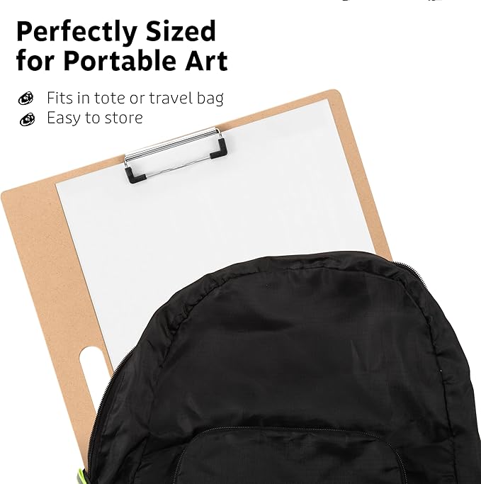 Drawing Board - 14" x 17.8" Sketch Board with Handle for Drafting Art - Portable Clipboard for Class or Studio Fit in Artists Tote