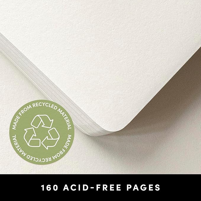 PAPERAGE Recycled Blank Journal Notebook, (Kraft), 160 Pages, Medium 5.6 in x 8 in - 100 GSM Thick Paper – Hardcover Journaling Notebook for Work, School, Note Taking or Sketching