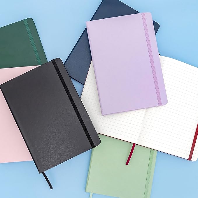 PAPERAGE Lined Journal Notebook, 3 Pack, (Turquoise), 160 Pages, Medium 5.6 in x 8 in - 100 GSM Thick Paper – Hardcover Journaling Notebook for Work, School & Note Taking