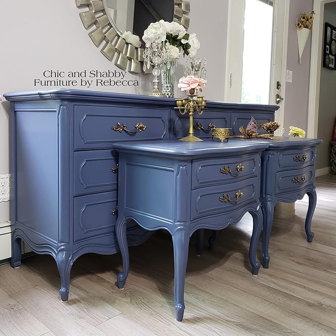 Dixie Belle Paint Company Chalk Finish Furniture Paint - Yankee Blue (8oz) - Matte Cool Navy Chic Chalk Mineral DIY Furniture Paint