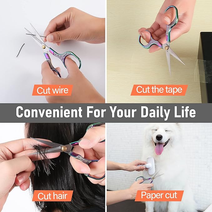 Facial Small Hair Grooming Beauty Scissors,2pcs 5 inch Comestic Cutting shears for Men and Women,Hair Trimming,Beard,Nose Hair,Eyelash,Sewing,Embroidery,Craft, Art Work & Everyday Use