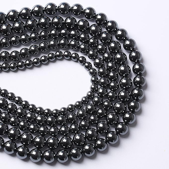 51pcs 8mm AAA Black Hematite Beads Natural Stone Gemstone Round Loose Beads for Jewelry Making DIY Bracelets Necklace Earrings
