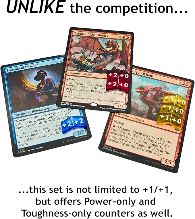 Futhark MTG Stat Counters / Buff Counters for Magic The Gathering - Set of 60 Color Coded MTG Tokens - Improved Gameplay with This Great Magic The Gathering Gift