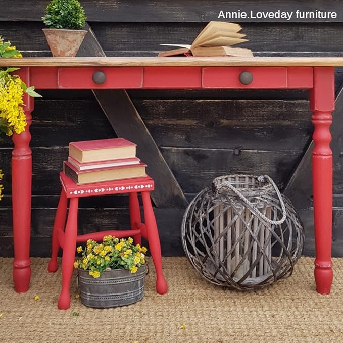 Dixie Belle Paint Company Chalk Finish Furniture Paint - Honky Tonk Red (4oz) - Matte True Red Chic Chalk Mineral DIY Furniture Paint
