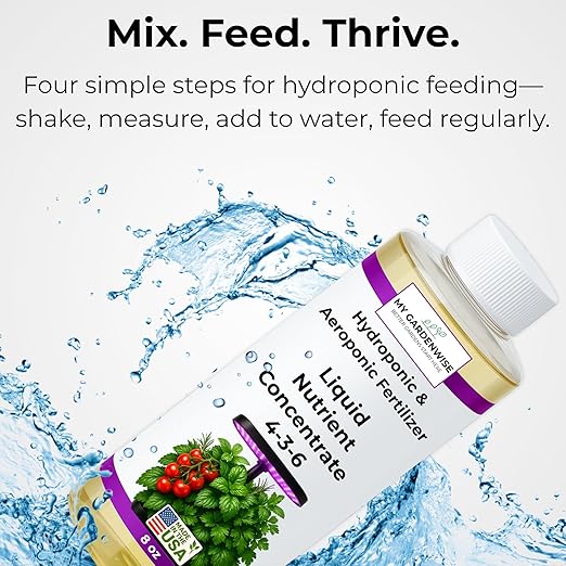 Liquid Plant Food – Hydroponics Nutrients for Indoor House Plants, Tomato, Strawberry, Lucky Bamboo, Lettuce, Vegetable Garden & Herbs – Aero Nutrients Liquid Fertilizer for All Growing Systems (8 oz)
