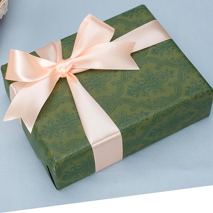 1 1/2 Inch Peach Solid Satin Ribbon, 50 Yards Craft Fabric Ribbon for Gift Wrapping Floral Bouquets Wedding Party Decoration